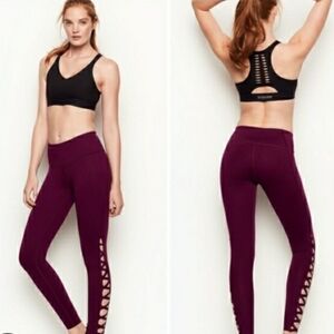 Victoria Sport Knockout Leggings • Burgundy Mesh Crisscross | Size M